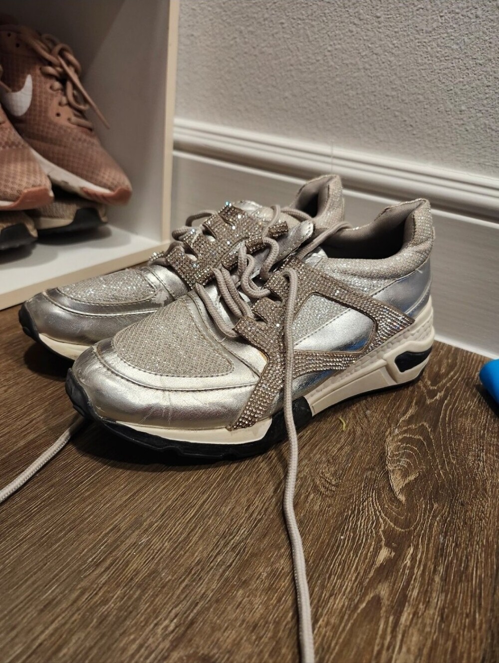 Sparkle Metallic Silver Women's Fashion Sneakers Steve Madden